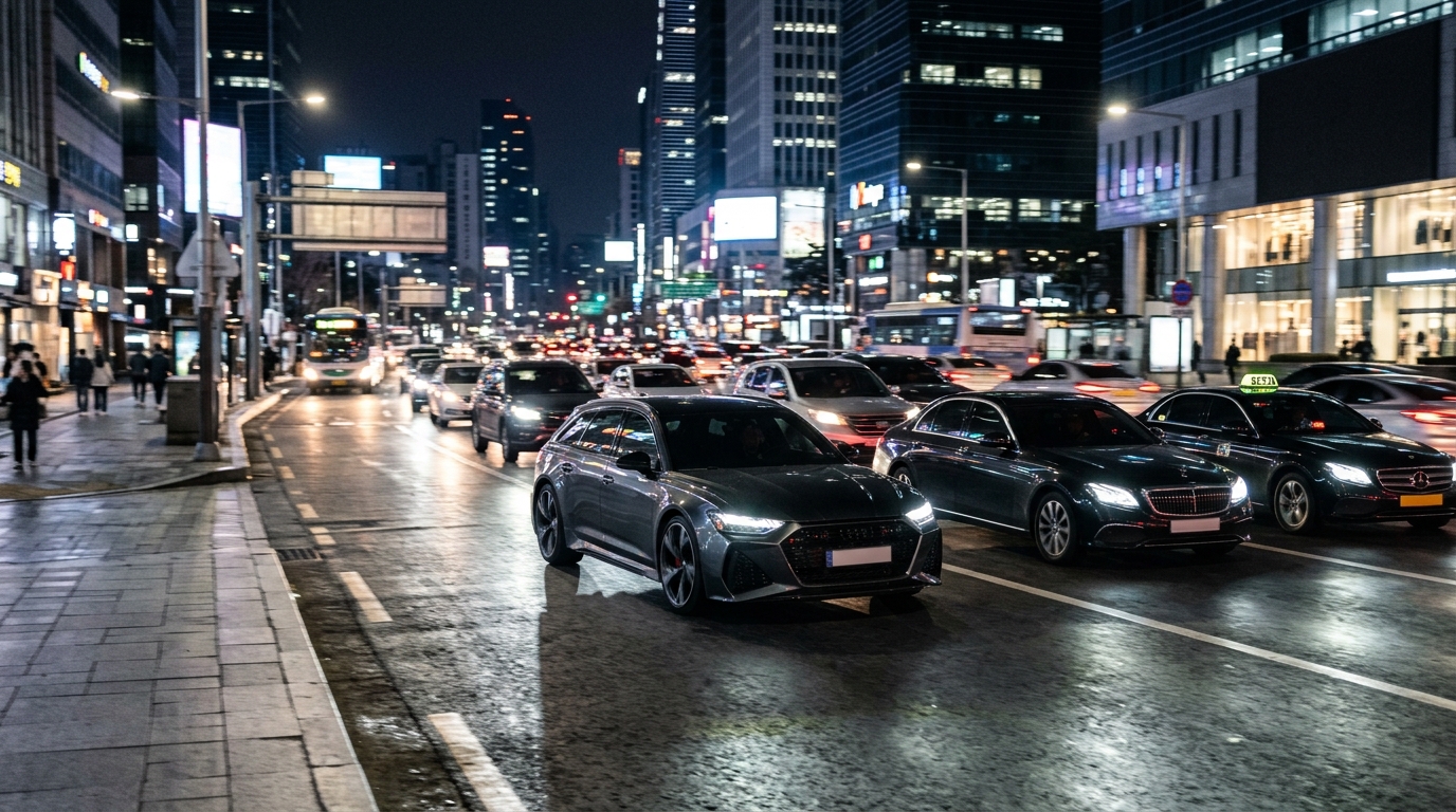 cars city traffic night