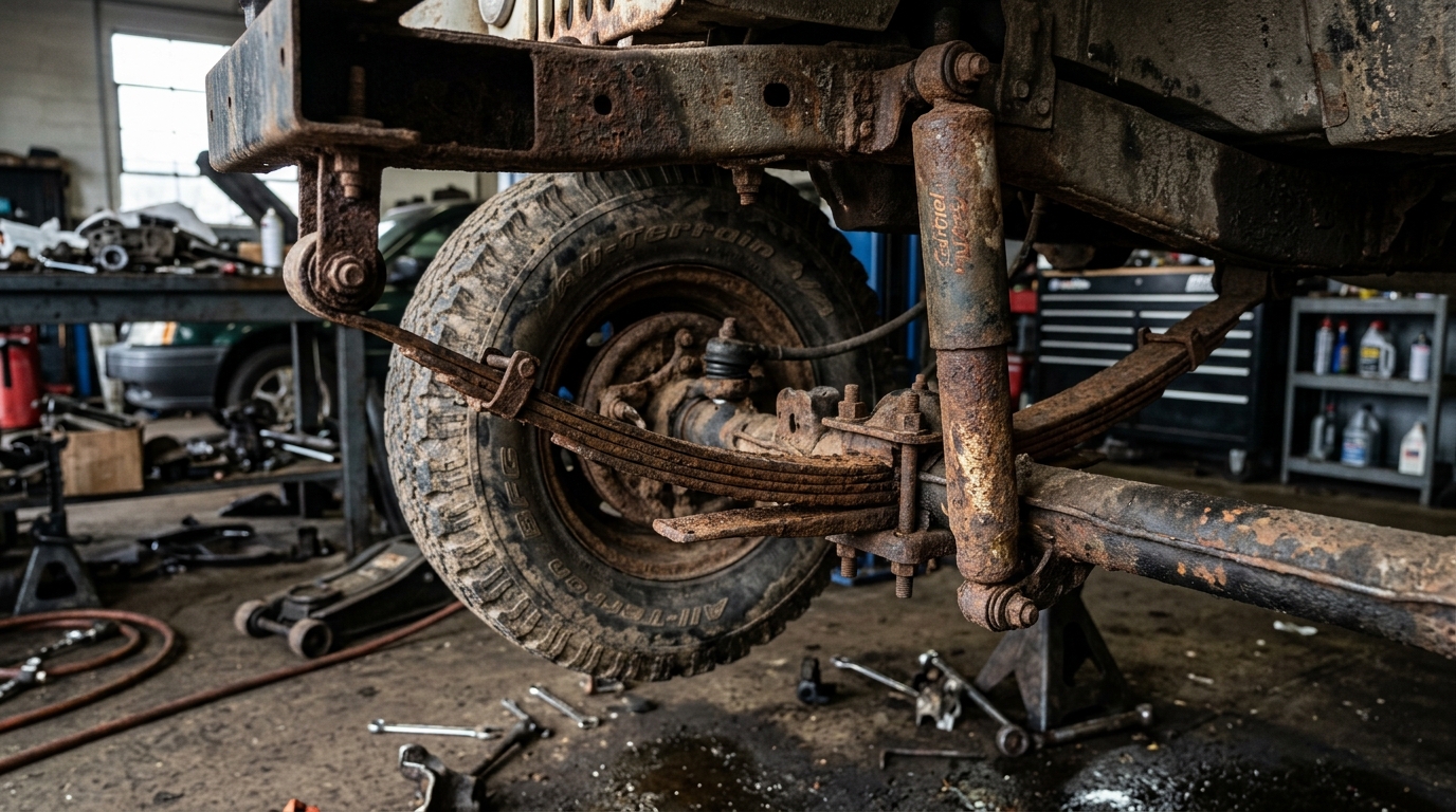 rusty car suspension parts
